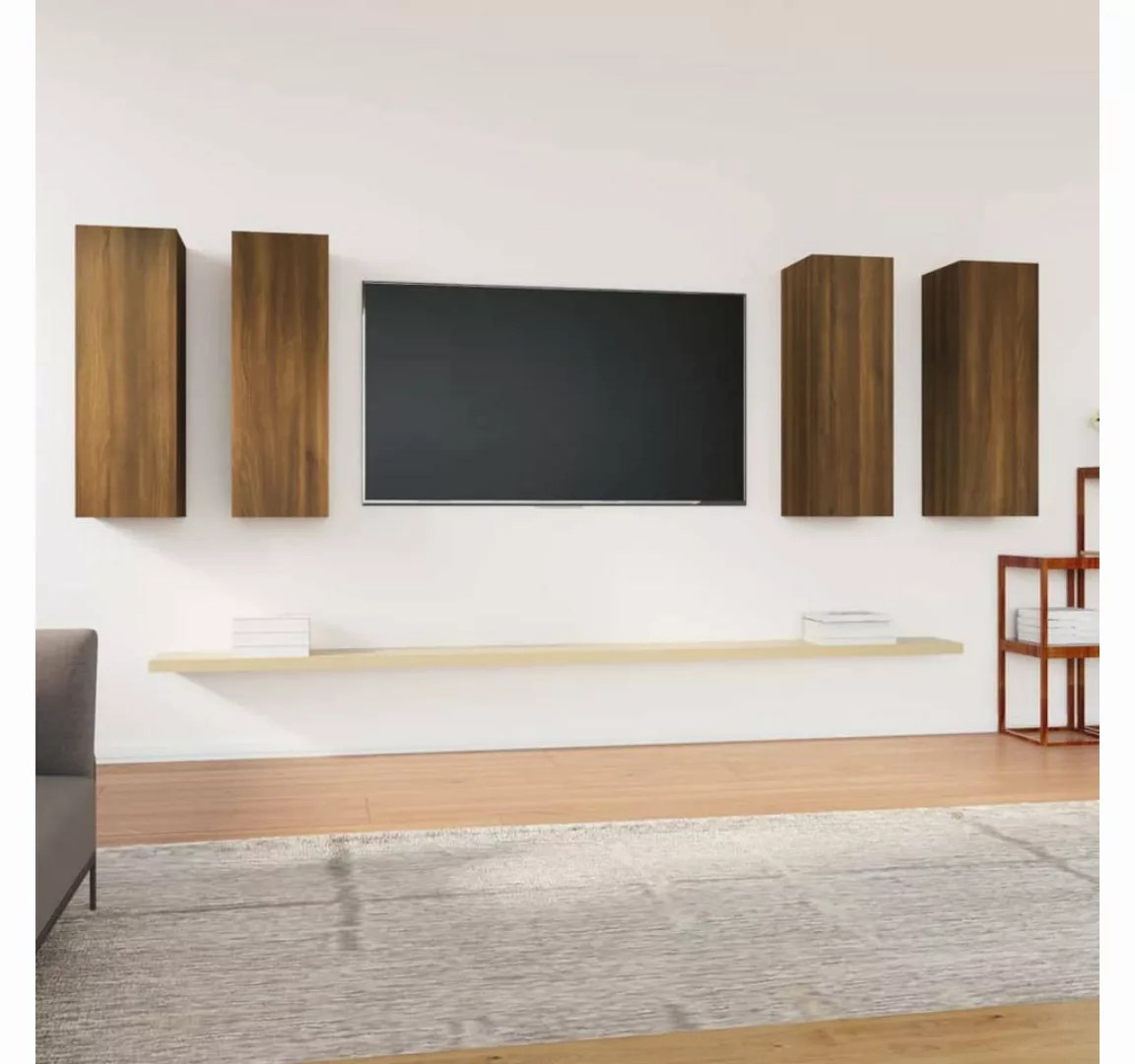 furnicato TV-Schrank TV-Schränke 4 Stk. Braun Eichen-Optik 30,5x30x90 cm günstig online kaufen