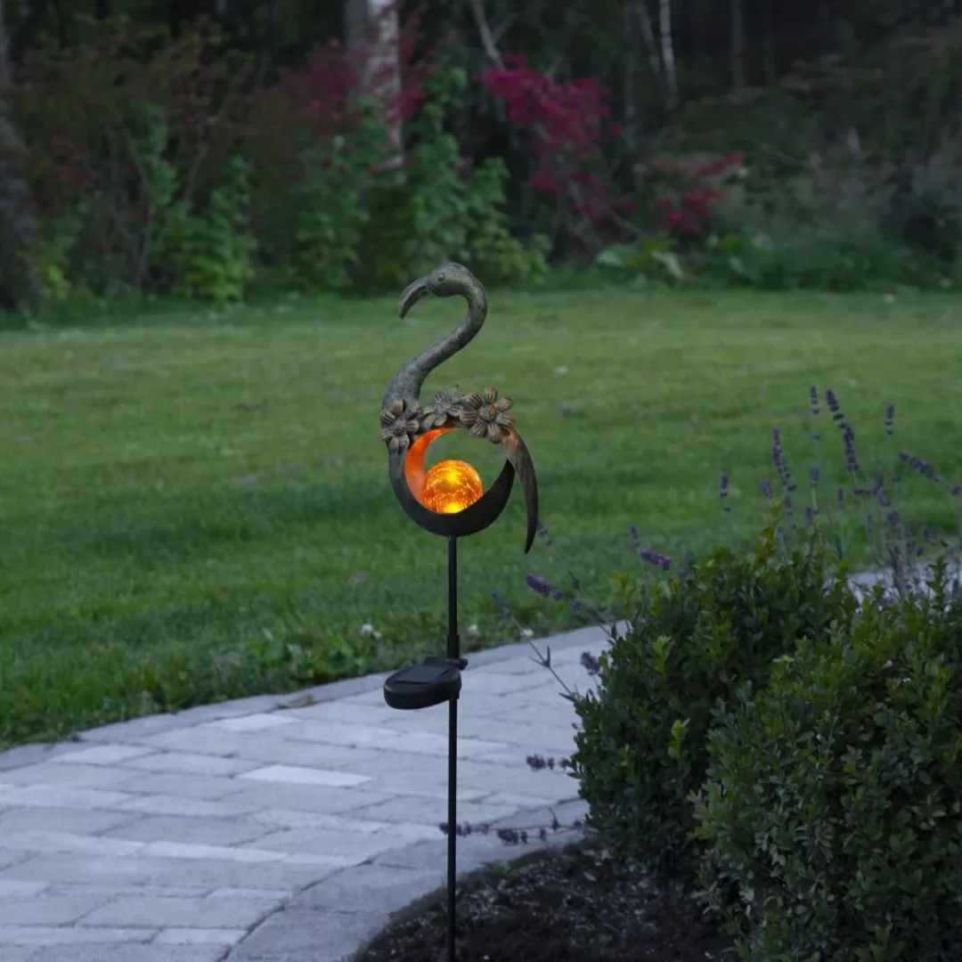 LED-Solarleuchte Melilla Bird in Flamingo-Form günstig online kaufen