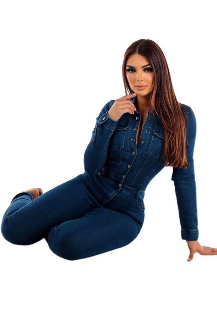 CHENIN 7/8-Overall Slim-Fit-Jumpsuit mit Stretch-Passform Denim-Jumpsuit-Ov günstig online kaufen