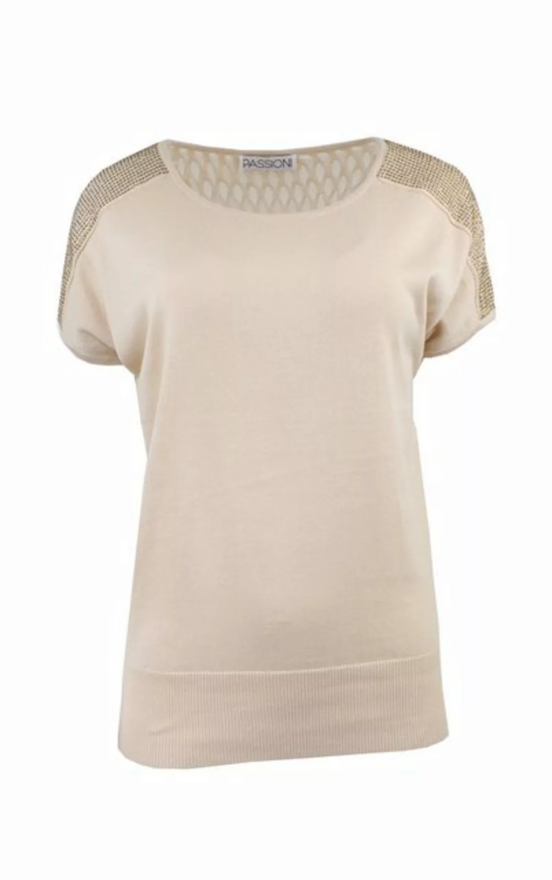 Passioni Sweater Strick-T-Shirt mit Strass-Schulterdetails günstig online kaufen