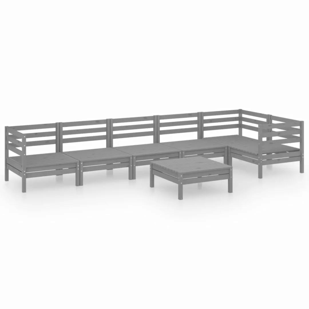 7-tlg. Garten-lounge-set Kiefer Massivholz Grau günstig online kaufen