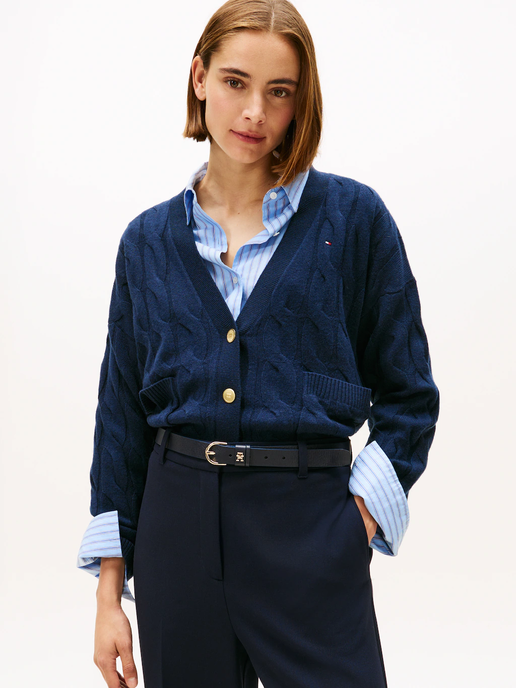 Tommy Hilfiger Strickjacke "SOFT WOOL CABLE CARDIGAN", mit Zopfmuster, aus günstig online kaufen