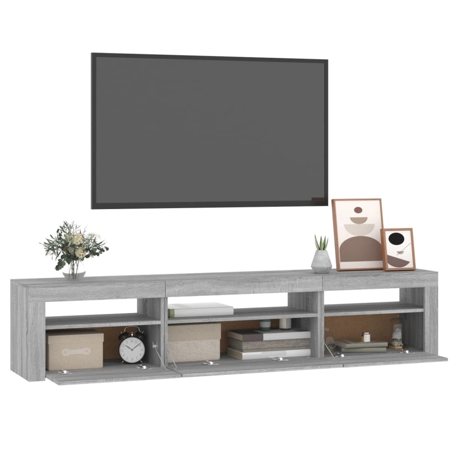 VidaXL TV-Schrank mit LED-Leuchten Grau Sonoma 195x35x40 cm günstig online kaufen