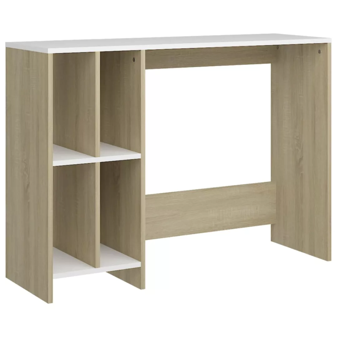 Computertisch Weiß Und Sonoma-eiche 102,5x35x75 Cm Spanplatte günstig online kaufen