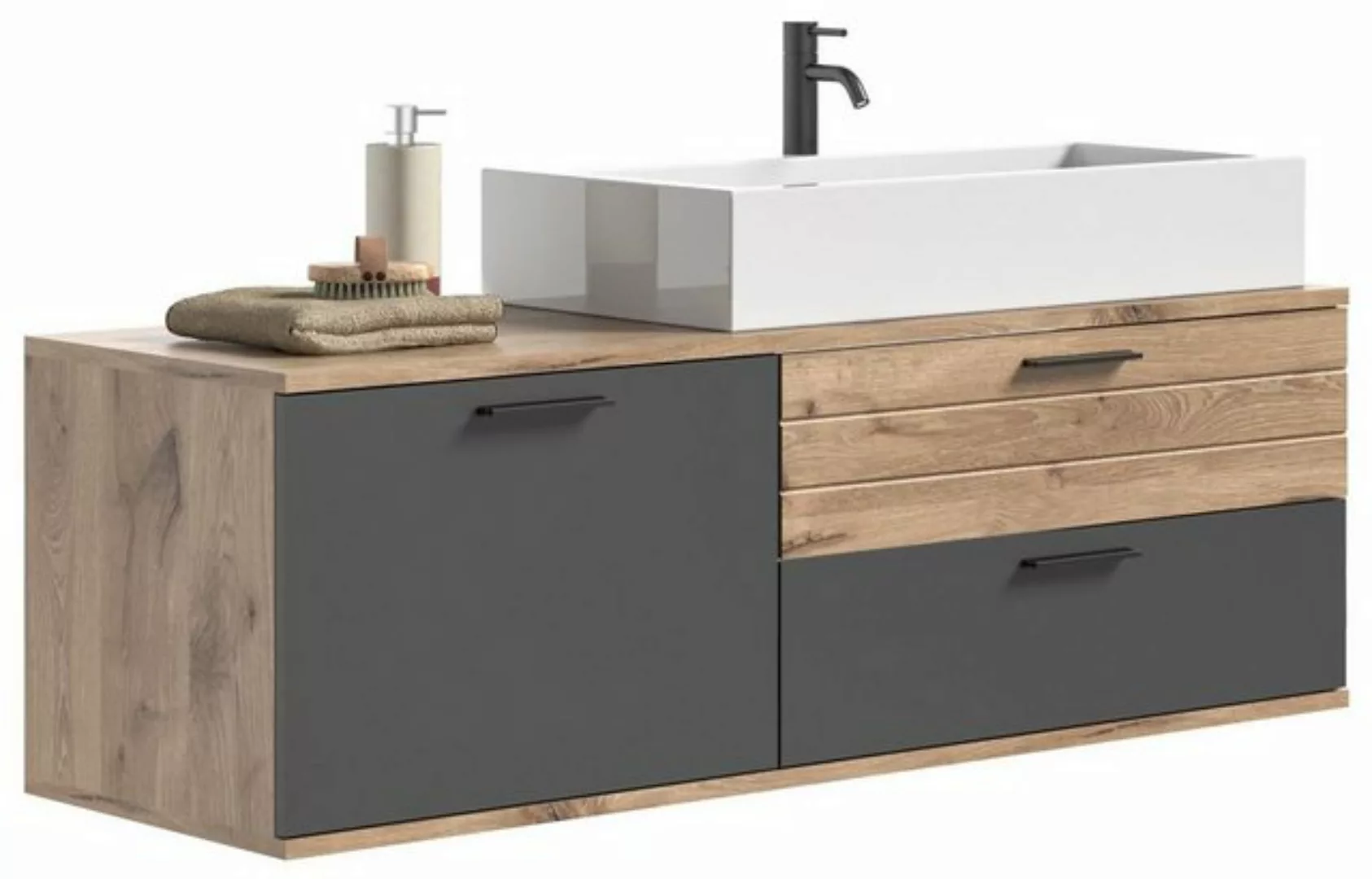 ebuy24 Waschbeckenschrank Mason Waschbeckenunterschrank 140cm 1 Tür, 2 Schu günstig online kaufen