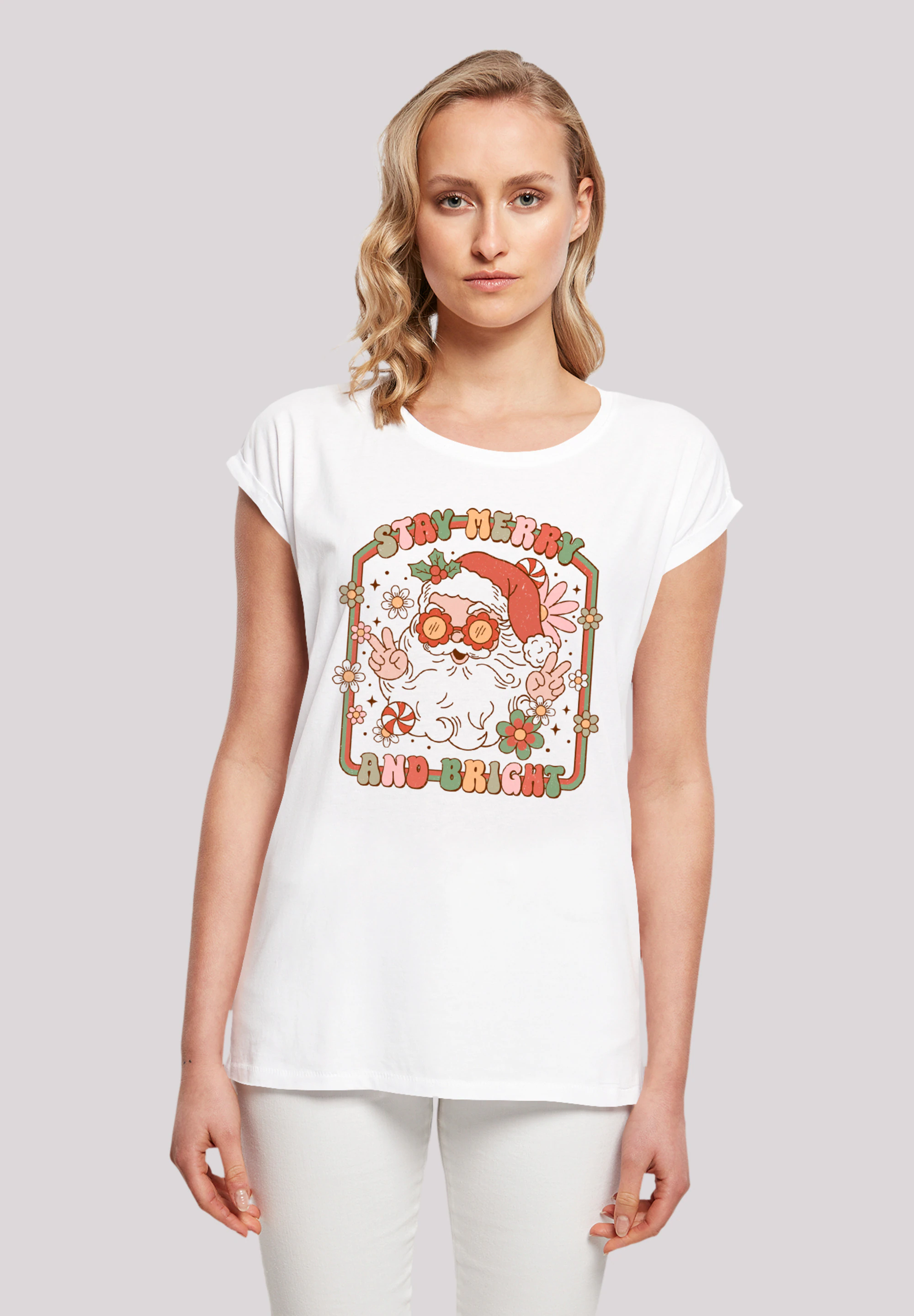 F4NT4STIC T-Shirt Stay Merry And Bright Hippie Santa Premium Qualität, Weih günstig online kaufen