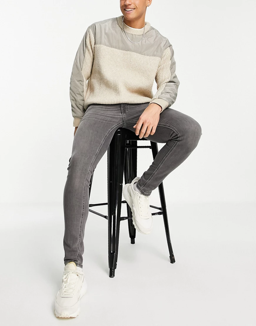 Jack & Jones – Intelligence Liam – Skinny-Jeans in verwaschenem Grau günstig online kaufen