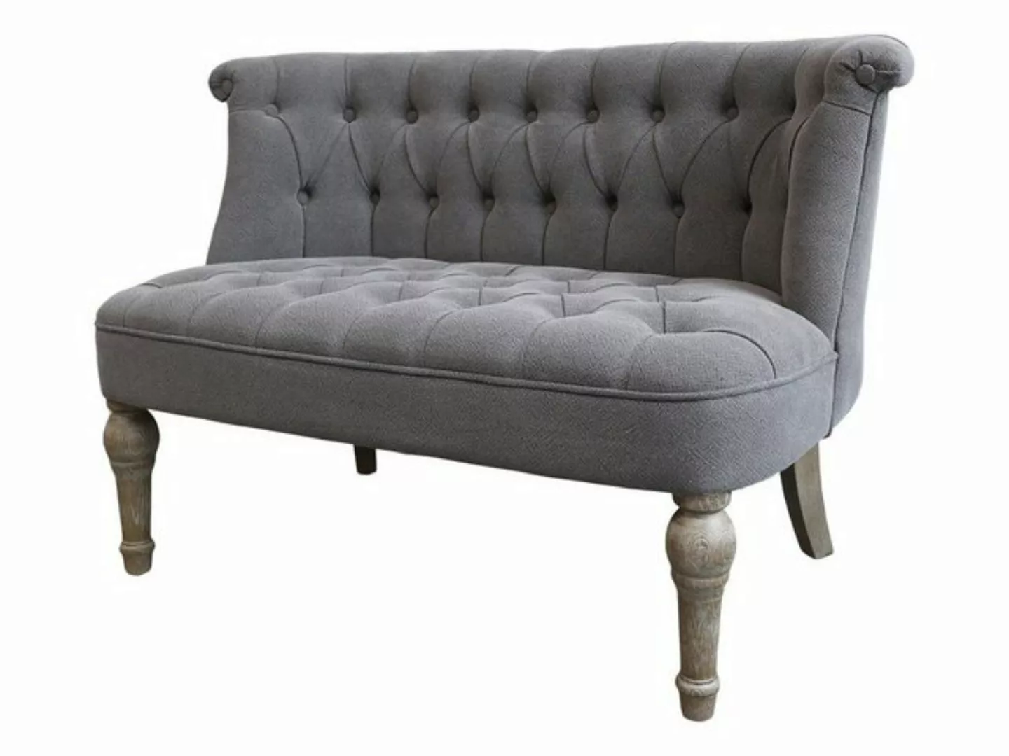Annimuck Sofa Chic Antique Franz. Sofa mit Leinenstoff 2-Sitzer grau Vintag günstig online kaufen