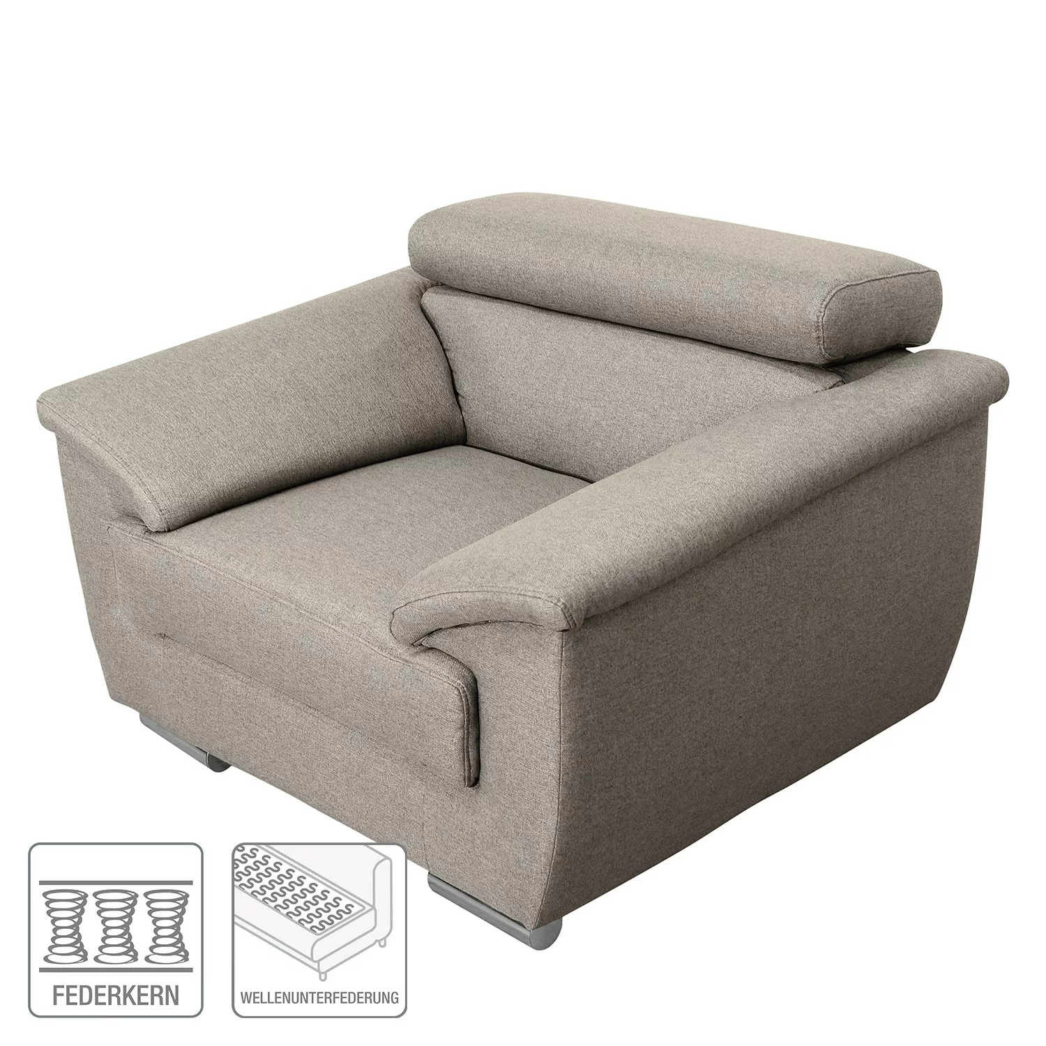 home24 Modoform Sessel Swaine Granit Webstoff 119x78x100 cm (BxHxT) günstig online kaufen