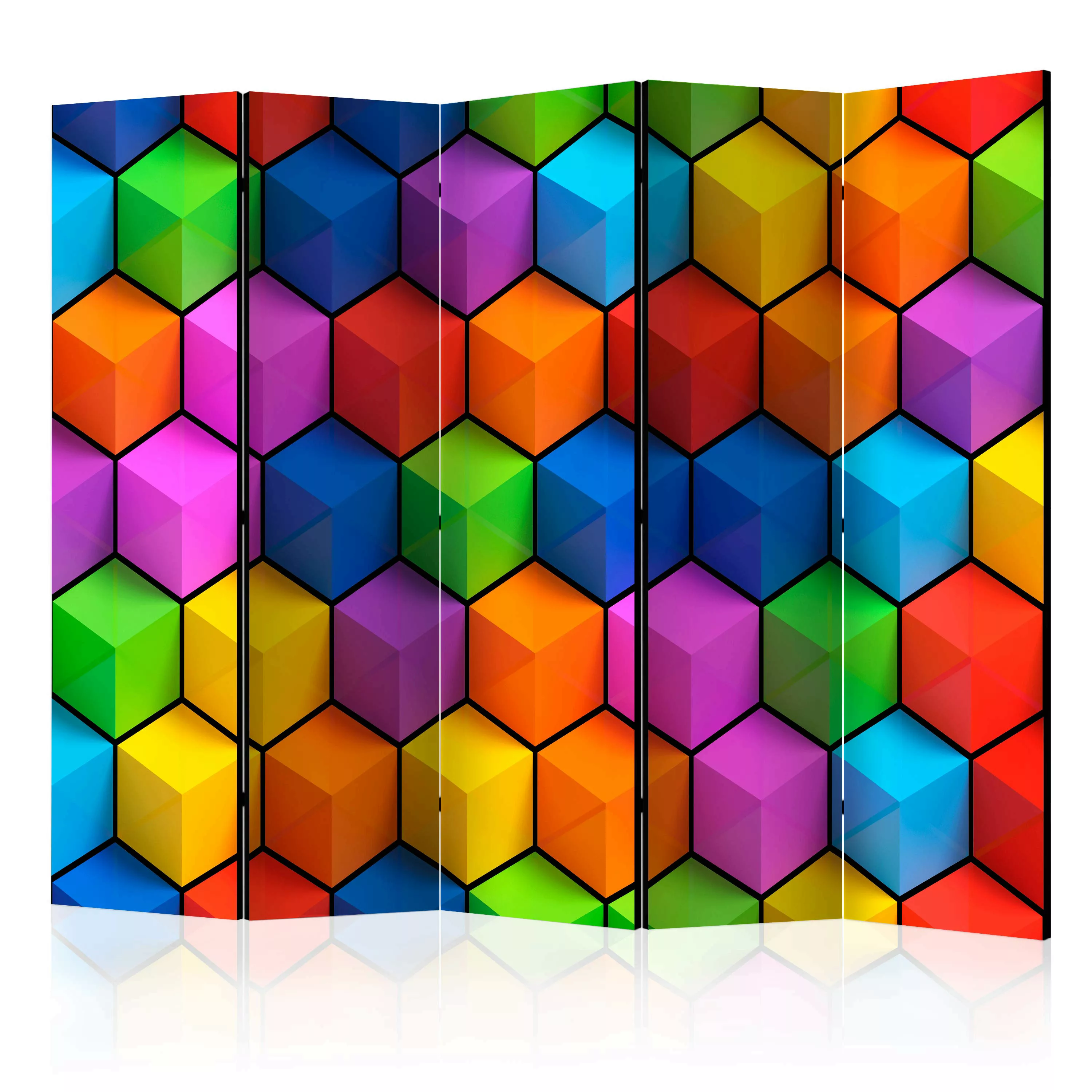 5-teiliges Paravent - Rainbow Geometry Ii [room Dividers] günstig online kaufen