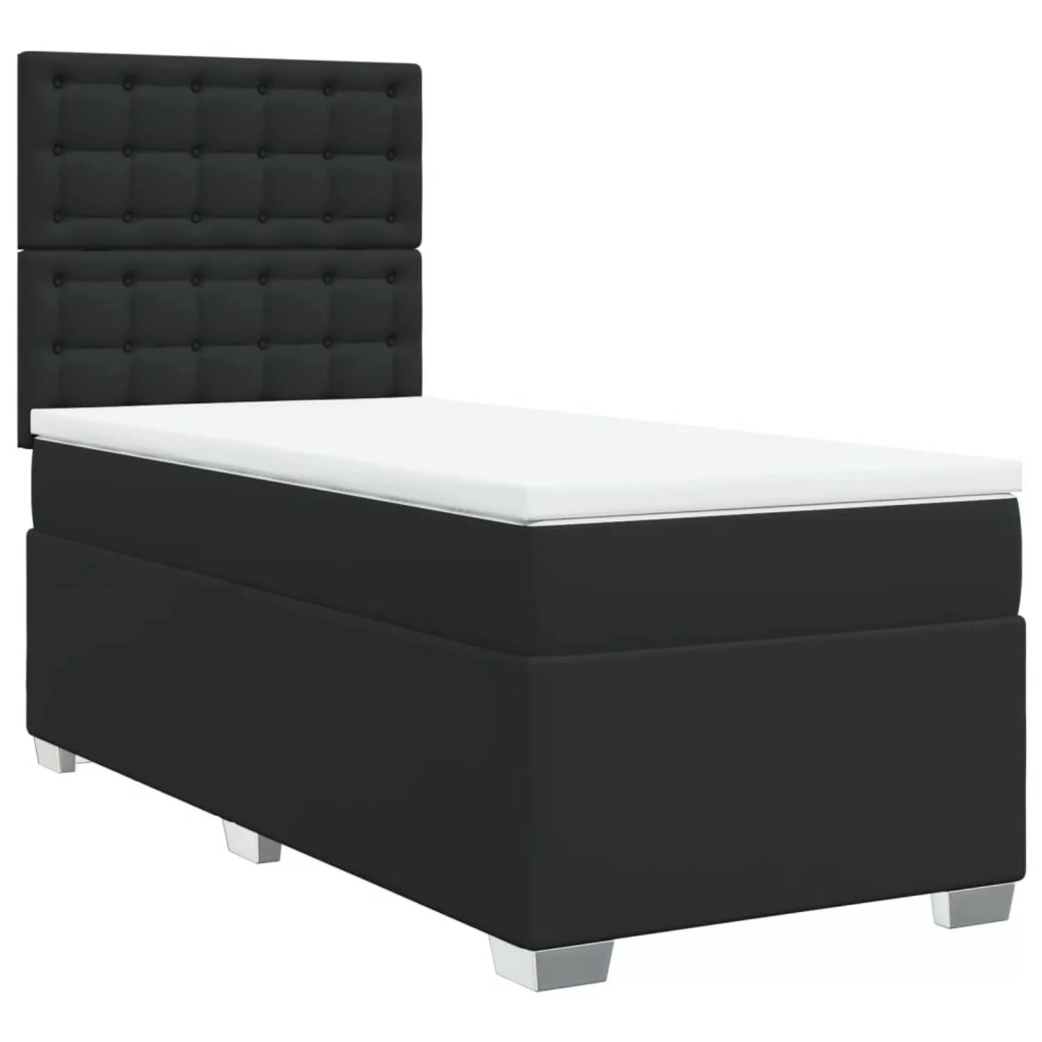 vidaXL Boxspringbett, Boxspringbett mit Matratze Schwarz 90x190 cm Kunstled günstig online kaufen