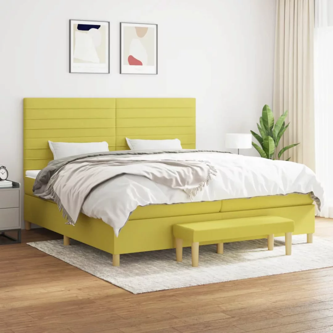 Vidaxl Boxspringbett Mit Matratze Hellgrün 200x200 Cm Stoff günstig online kaufen