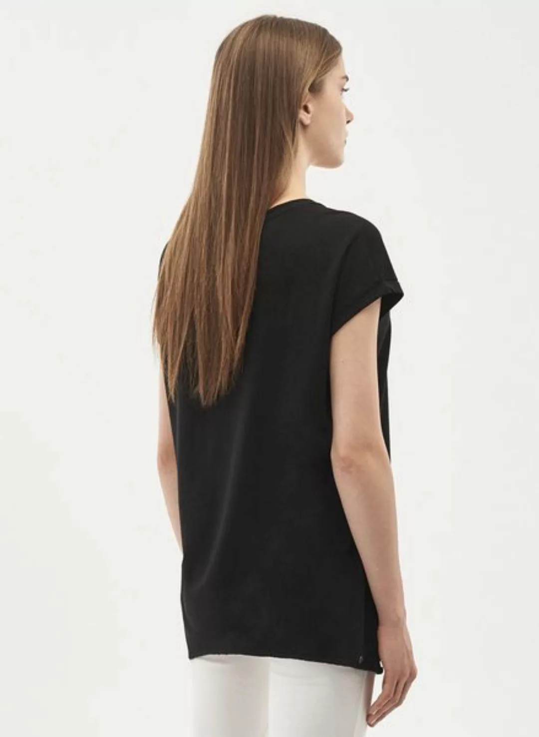 T-shirt Aus Tencel-mix Mit Asymmetrischem Saum günstig online kaufen