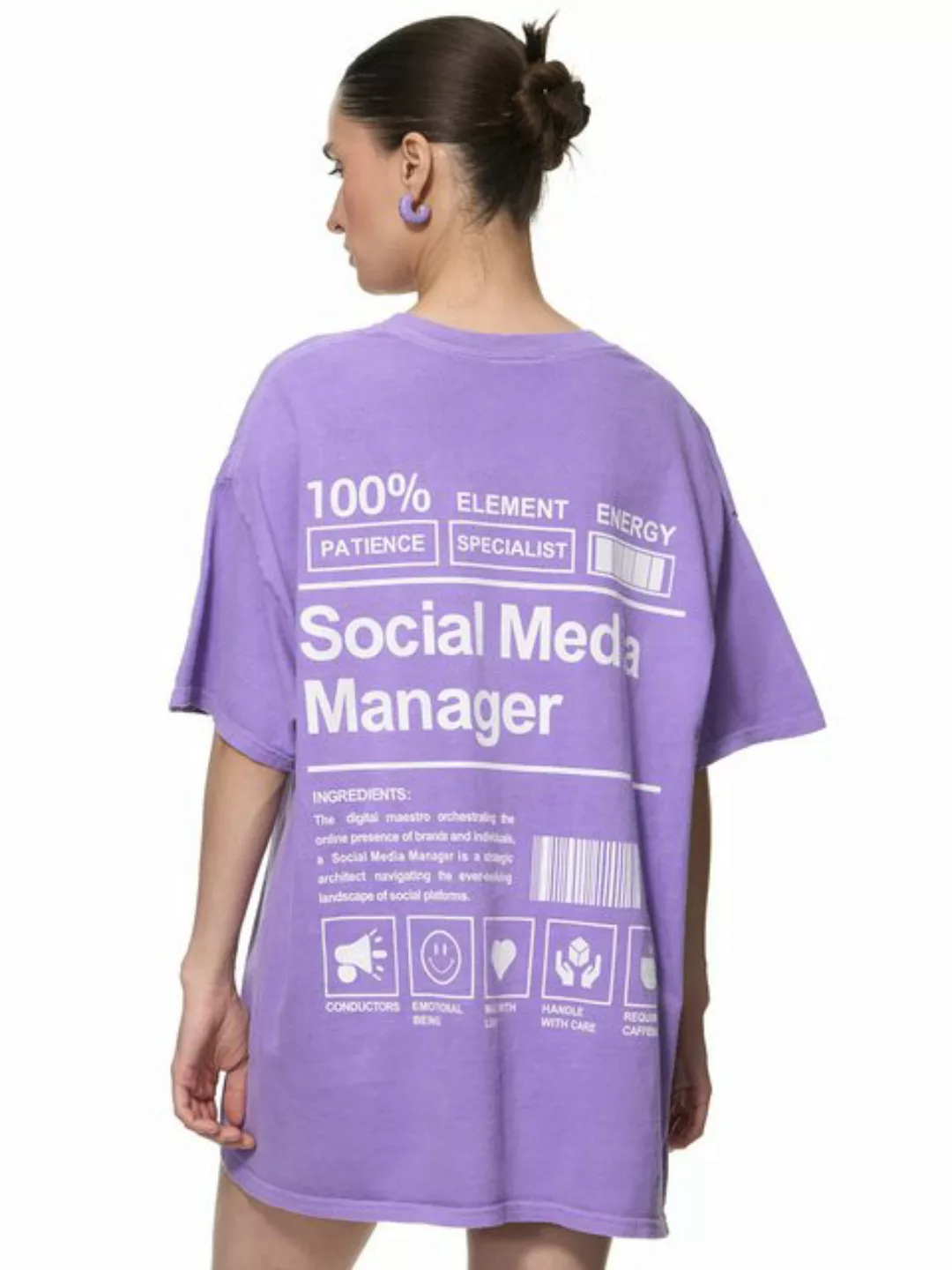 Worldclassca T-Shirt Worldclassca Oversized Print SOCIAL MEDIA T-Shirt lang günstig online kaufen