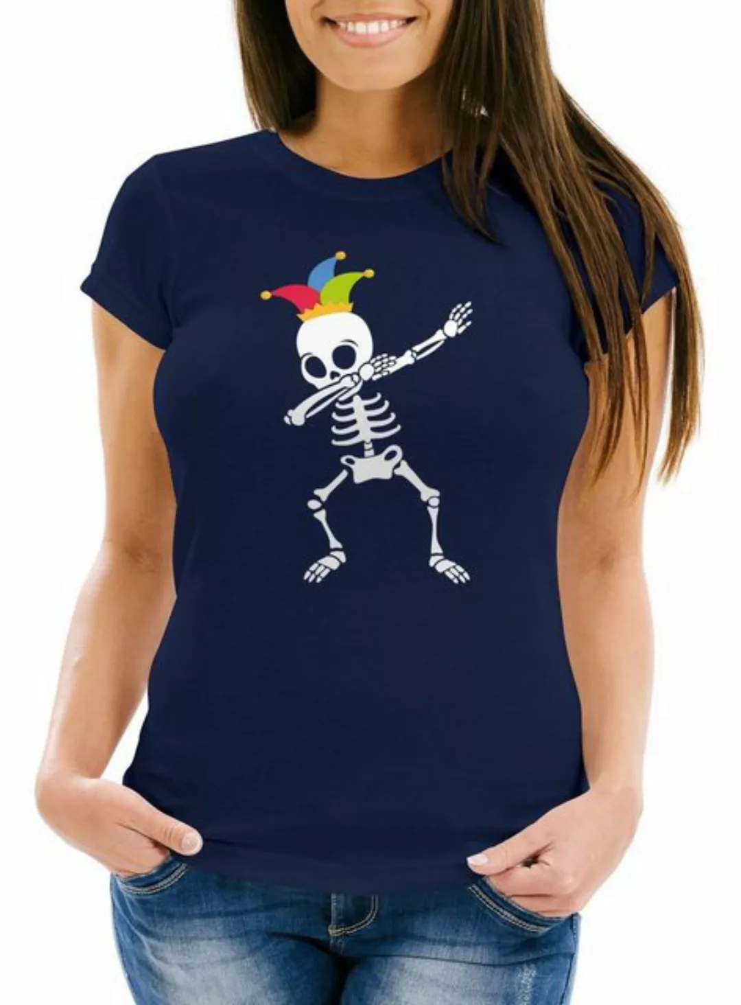 MoonWorks Print-Shirt Damen T-Fasching Karneval Dabbing Skelett Kostüm Verk günstig online kaufen