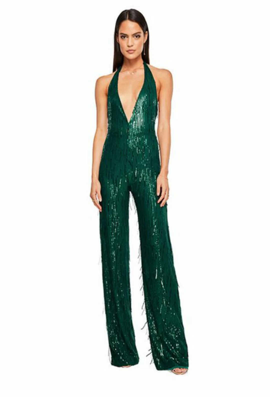 CHENIN 7/8-Overall Deep V Backless Jumpsuit für Frauen Ärmelloser Paillette günstig online kaufen