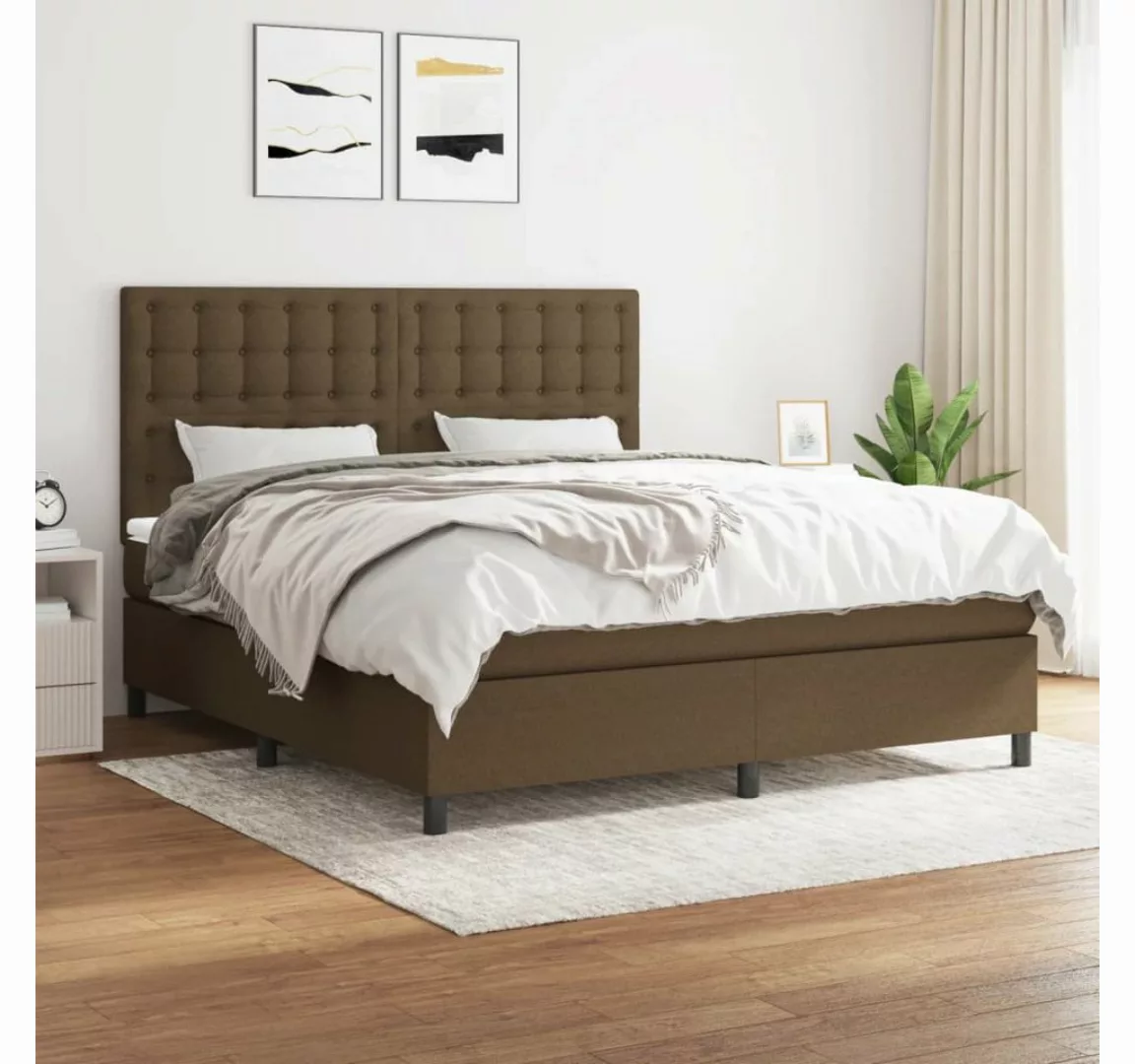 vidaXL Boxspringbett Boxspringbett mit Matratze Dunkelbraun 160x200 cm Stof günstig online kaufen