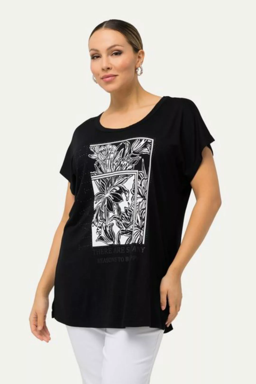 Ulla Popken Rundhalsshirt T-Shirt Dschungel Rundhals Halbarm günstig online kaufen
