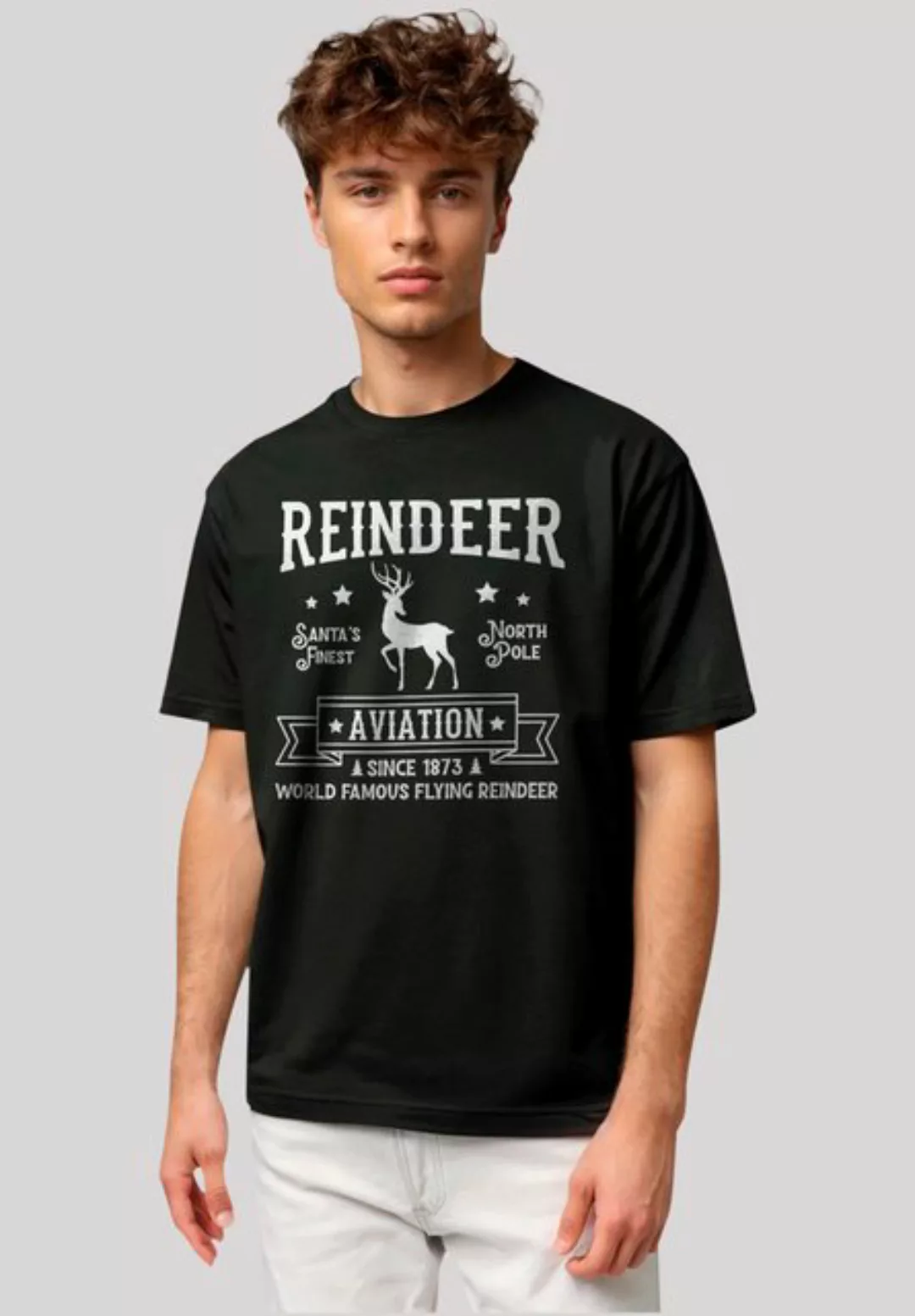 F4NT4STIC T-Shirt Reindeer Aviation Retro Weihnachts Sign Premium Qualität günstig online kaufen