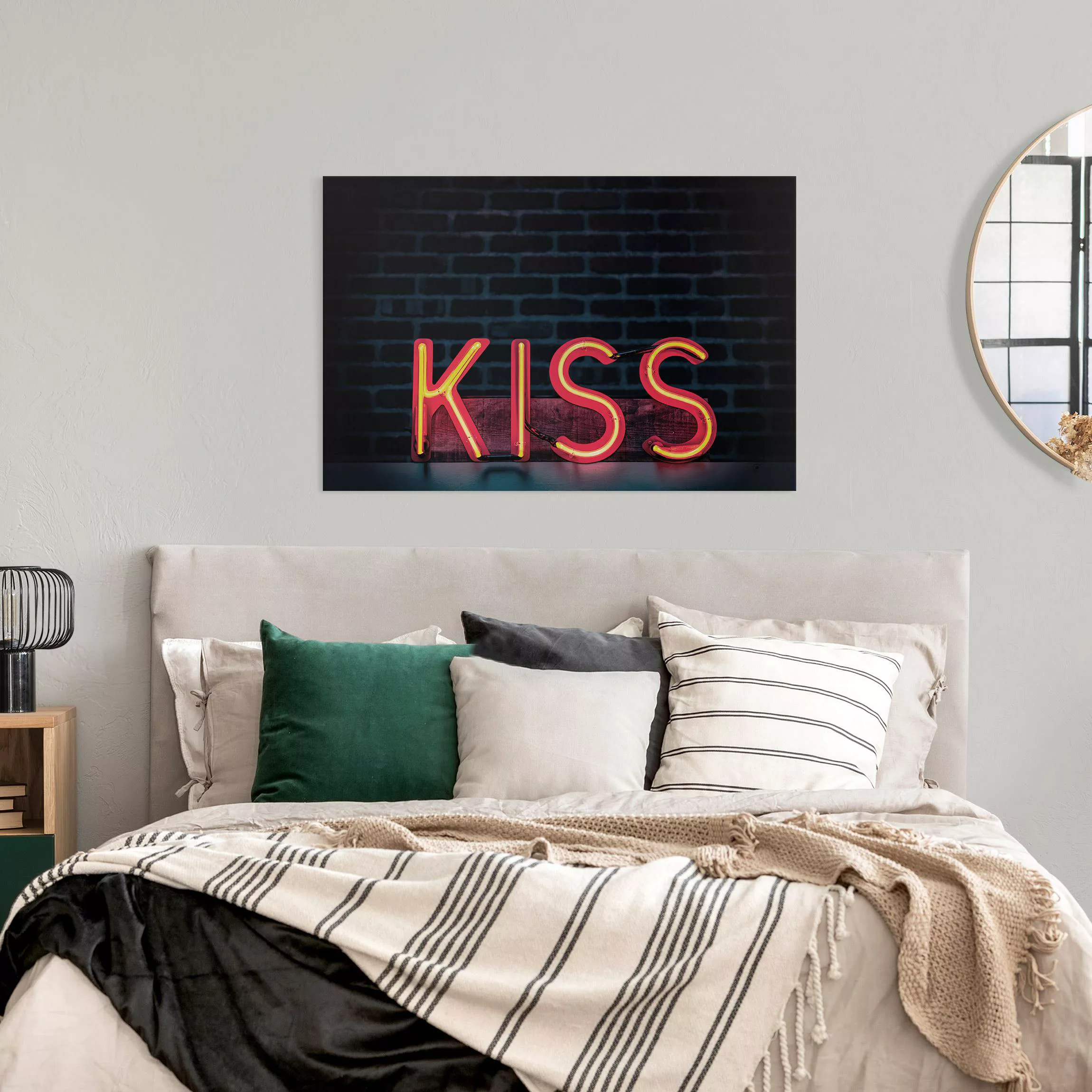 Leinwandbild Kiss - Neonsign günstig online kaufen