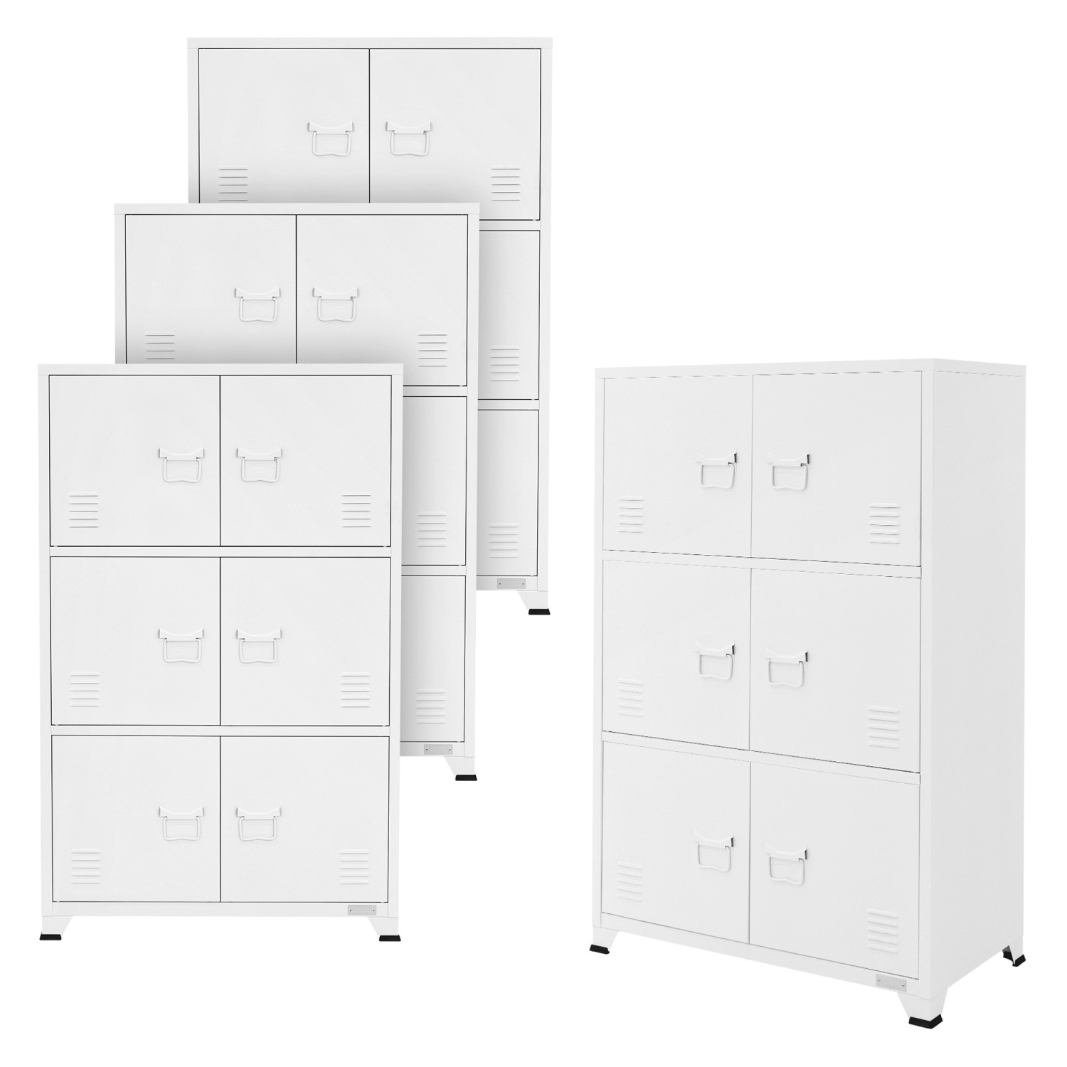 ML-Design 4Er Set Aktenschrank 75x40x120 cm Weiß Stahl Freistehend günstig online kaufen