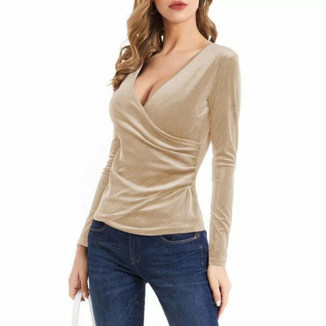 AFAZ New Trading UG Langarmshirt Damen-T-Shirt V-Ausschnitt Langarm Slim-Fi günstig online kaufen