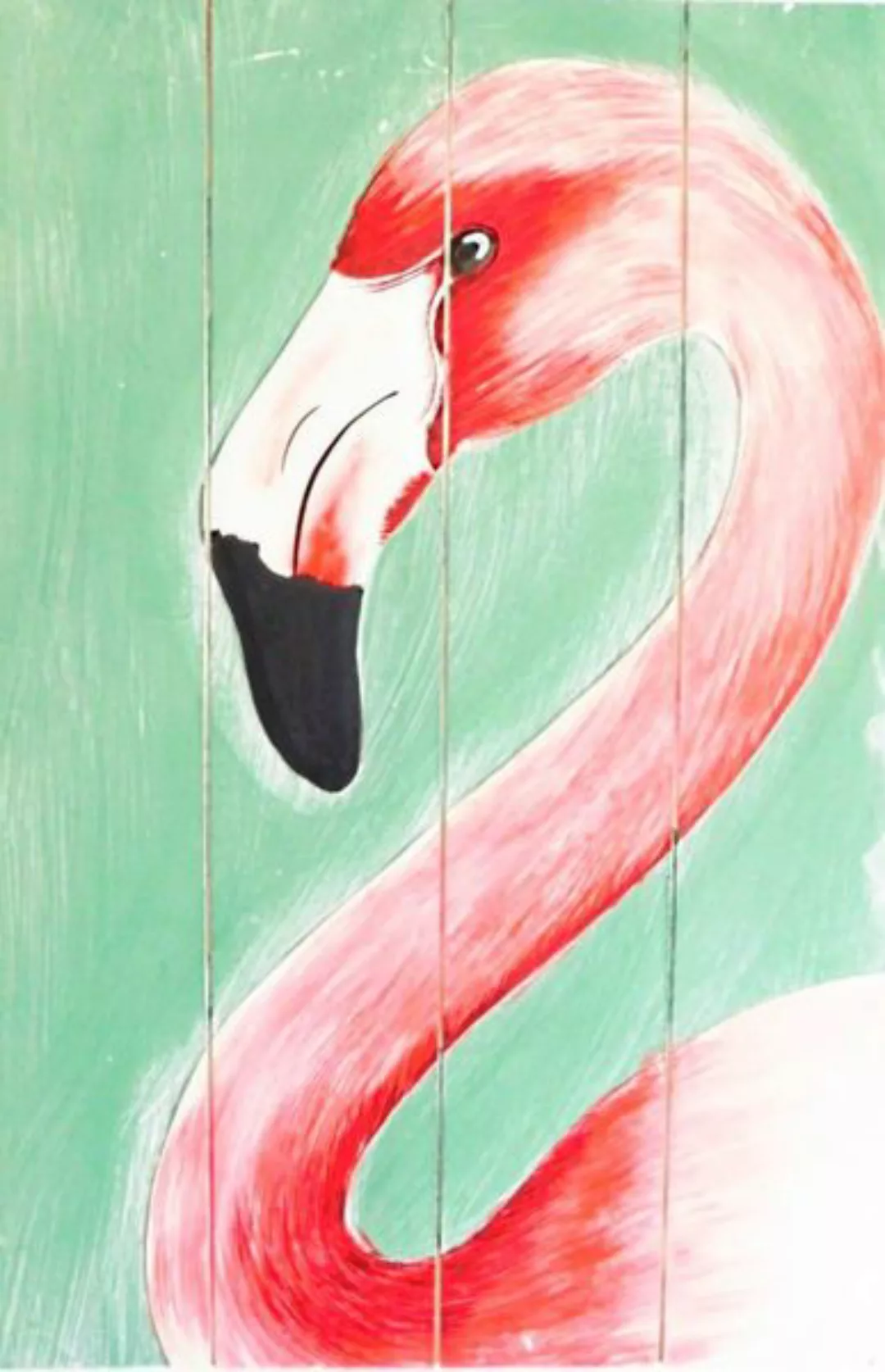 Gemälde Flamingo Auf Recyceltem Holz günstig online kaufen