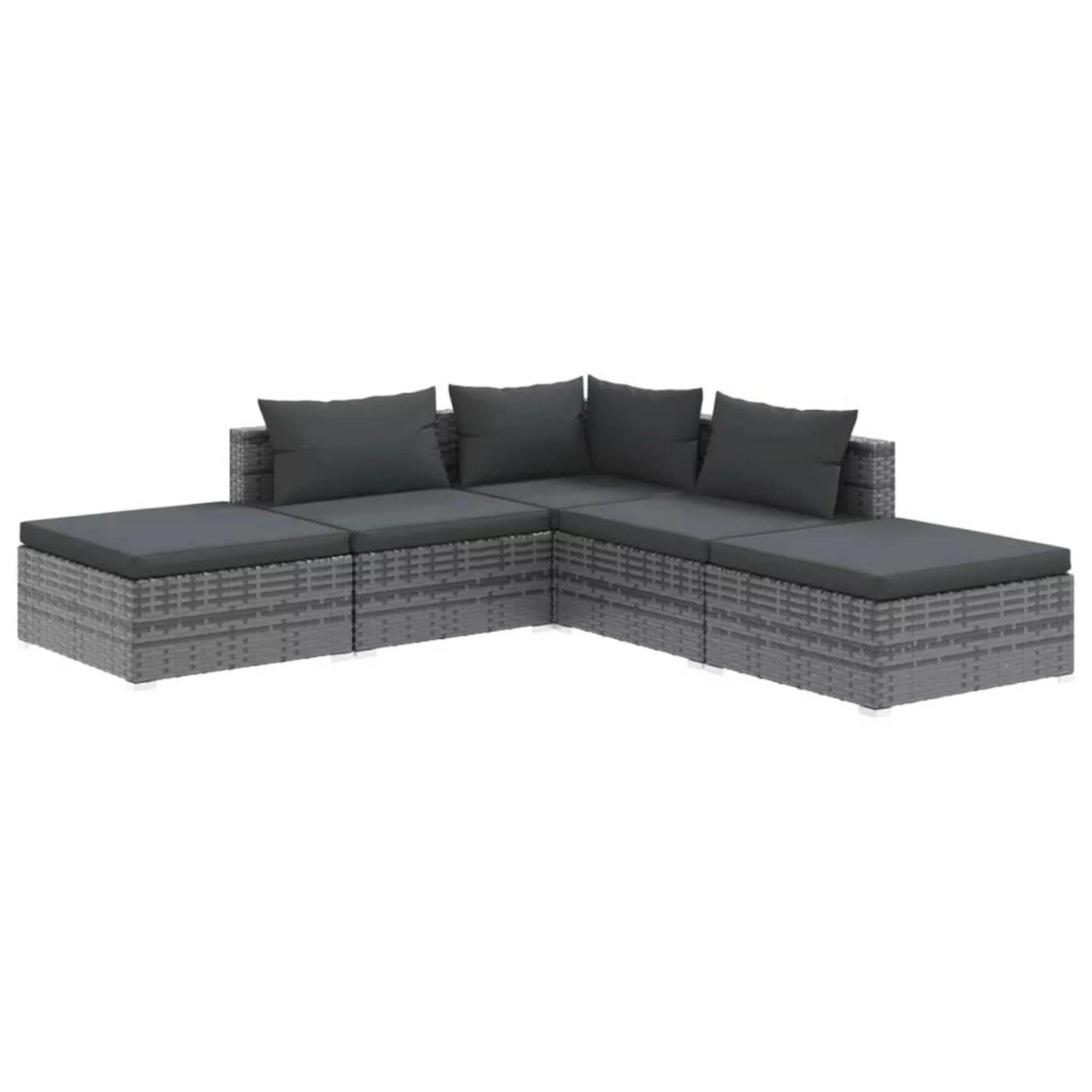 Vidaxl 5-tlg. Garten-lounge-set Mit Kissen Poly Rattan Grau günstig online kaufen