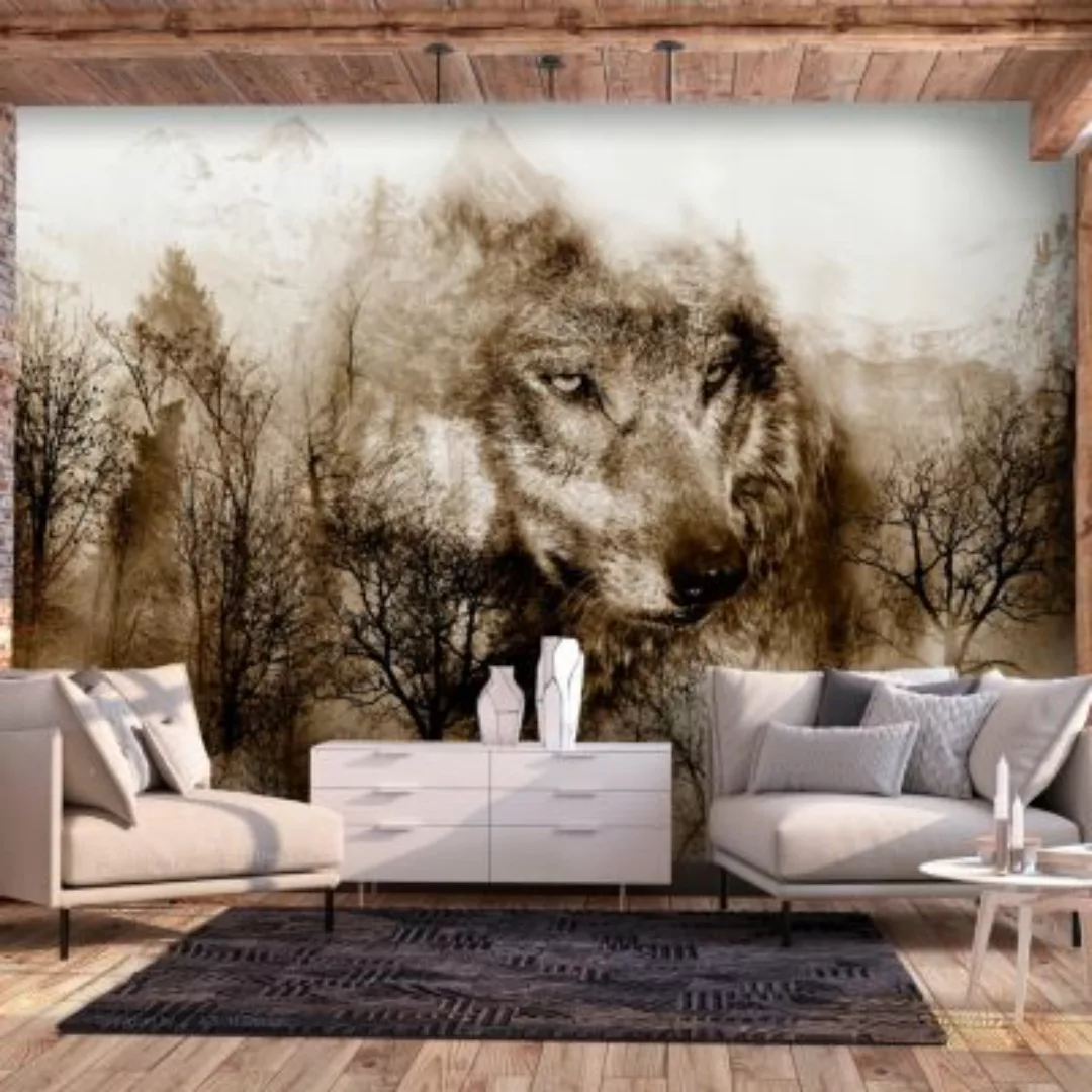 artgeist Fototapete Mountain Predator (Brown) braun/beige Gr. 350 x 245 günstig online kaufen