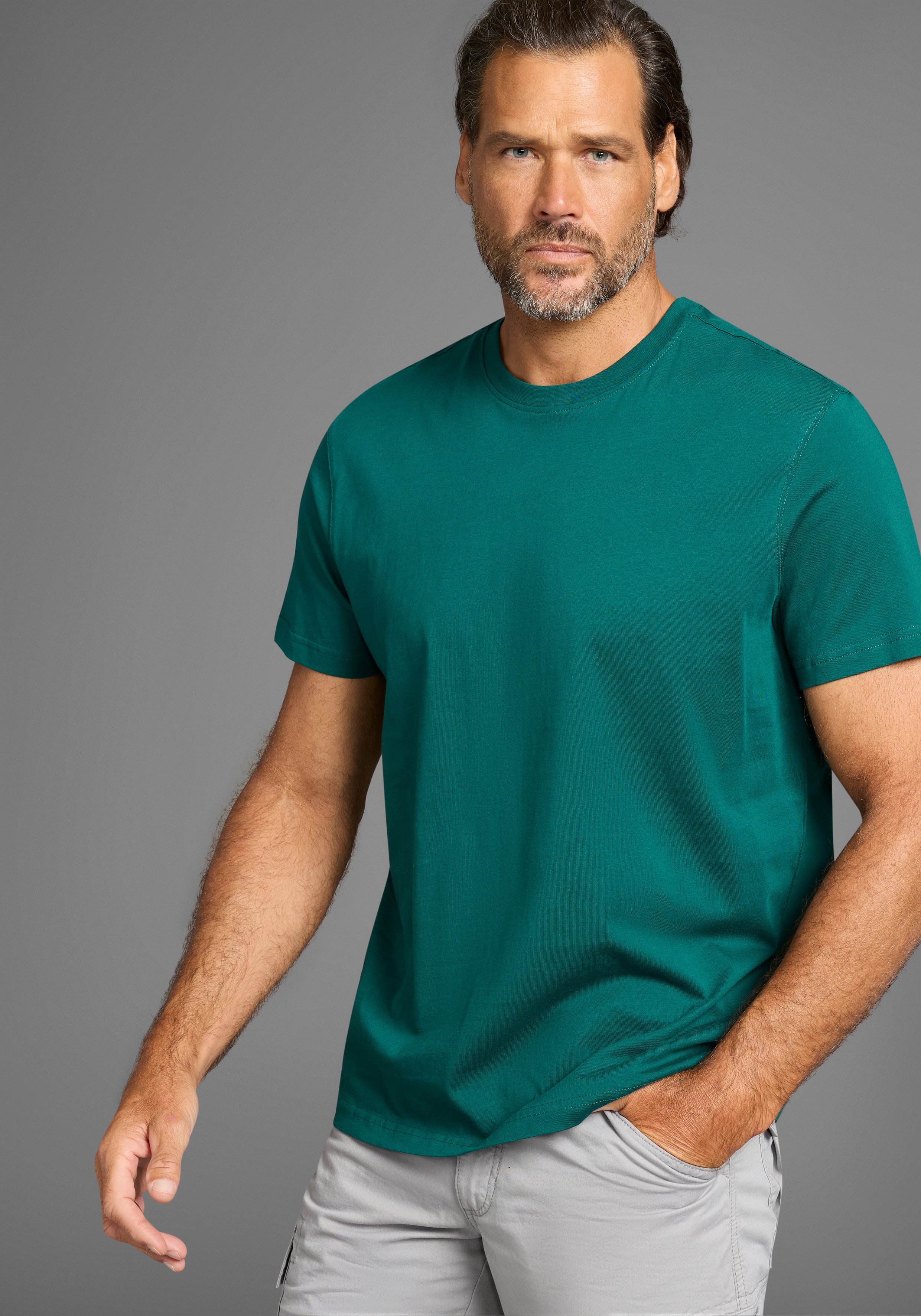 Mans World T-Shirt "neue Farben", (3er-Pack), Kurzarm, unifarben, Rundhals, günstig online kaufen