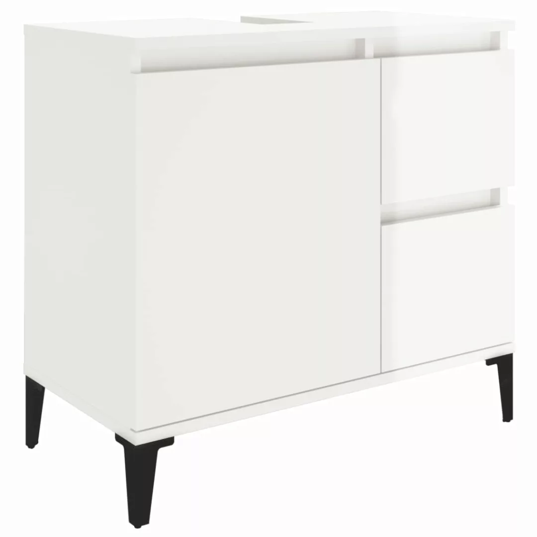 Vidaxl Badschrank Hochglanz-weiß 65x33x60 Cm Holzwerkstoff günstig online kaufen