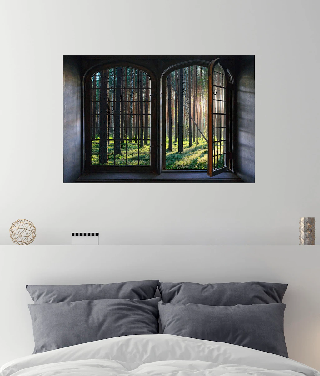 queence Wandsticker "Wald", Wandsticker, Wandbild, selbstklebend, 3D, Fenst günstig online kaufen