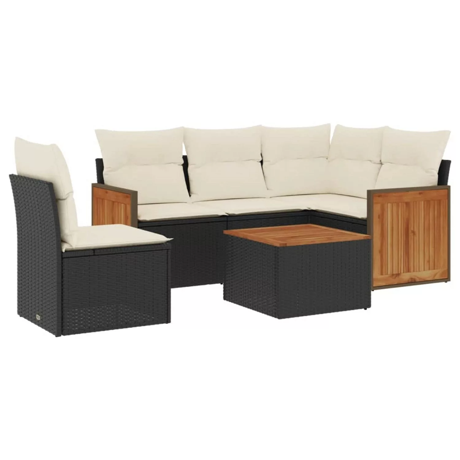 vidaXL 6-tlg Garten-Sofagarnitur mit Kissen Schwarz Poly Rattan Modell 176 günstig online kaufen