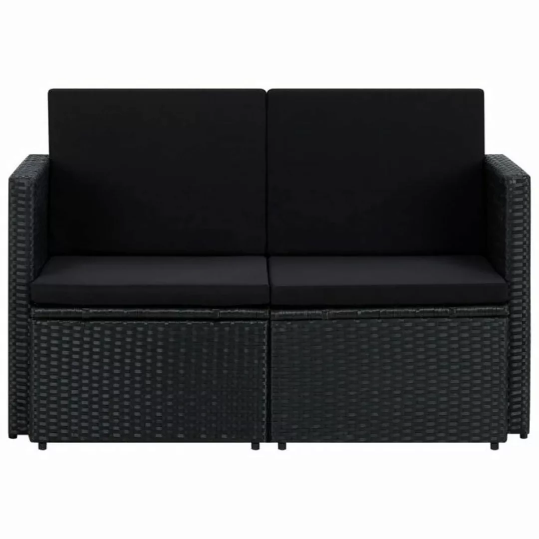 2-sitzer-gartensofa Mit Auflagen Schwarz Poly Rattan günstig online kaufen