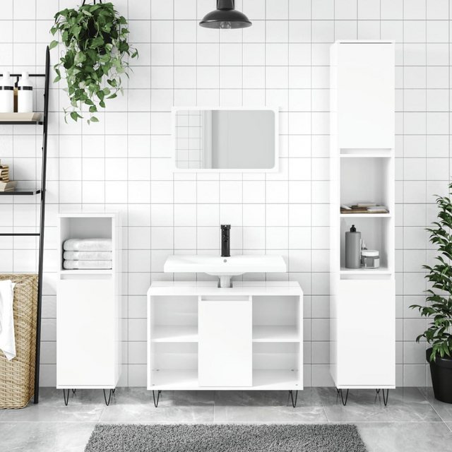 vidaXL Waschbeckenunterschrank Badschrank Hochglanz-Weiß 80x33x60 cm Holzwe günstig online kaufen