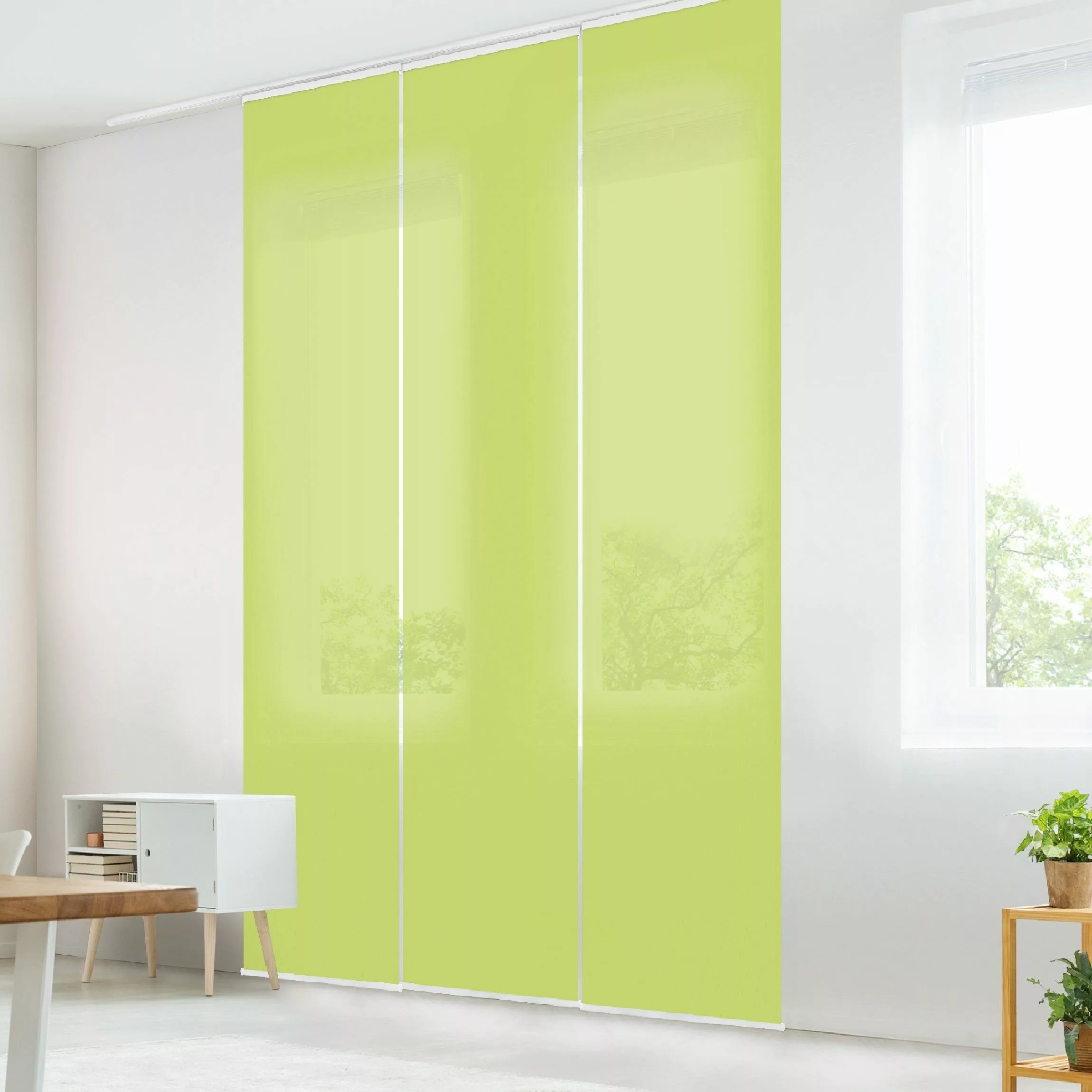 Bilderdepot24 Schiebegardine modern Flächenvorhang blickdicht Frühlingsgrün günstig online kaufen