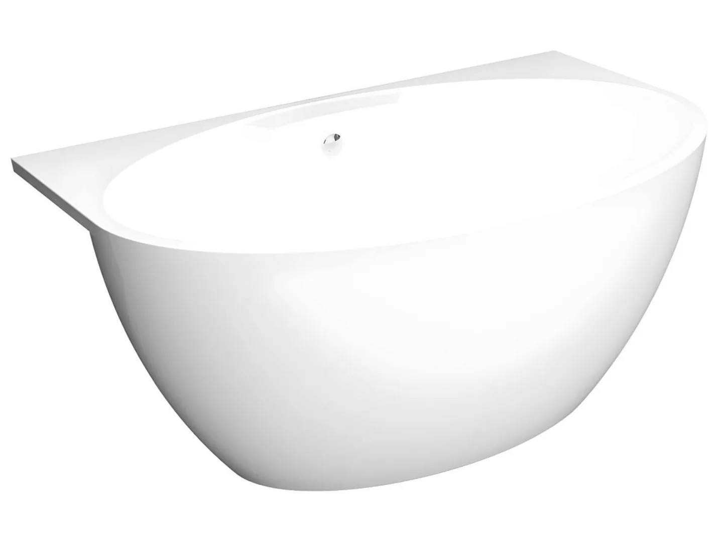 Badewanne halb freistehend oval - Acryl - 197 L - 151 x 94 x 60 cm - Weiß - günstig online kaufen