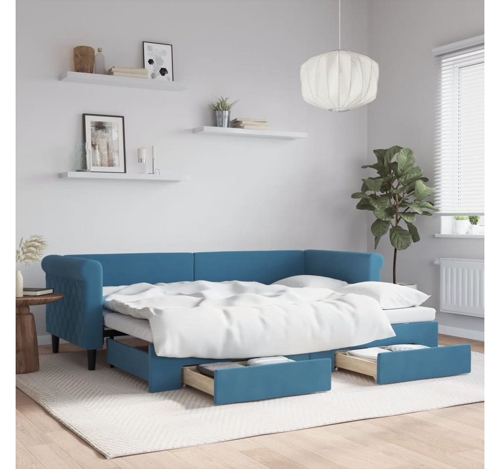 vidaXL Gästebett Gästebett Tagesbett Ausziehbar mit Schubladen Blau 80x200 günstig online kaufen