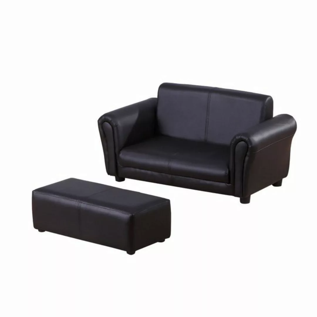 HOMCOM Kindersofa mit Hocker schwarz günstig online kaufen