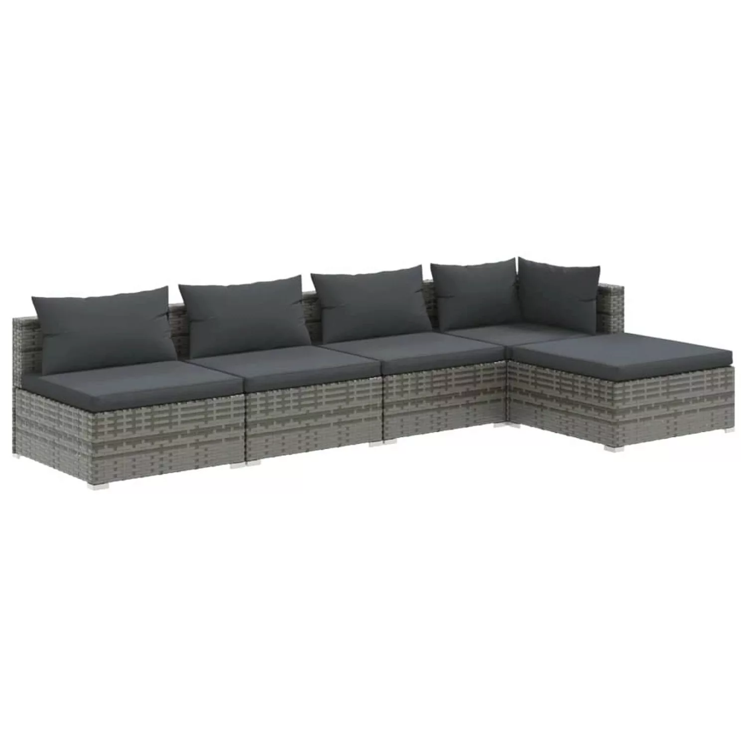 Vidaxl 5-tlg. Garten-lounge-set Mit Kissen Poly Rattan Grau günstig online kaufen