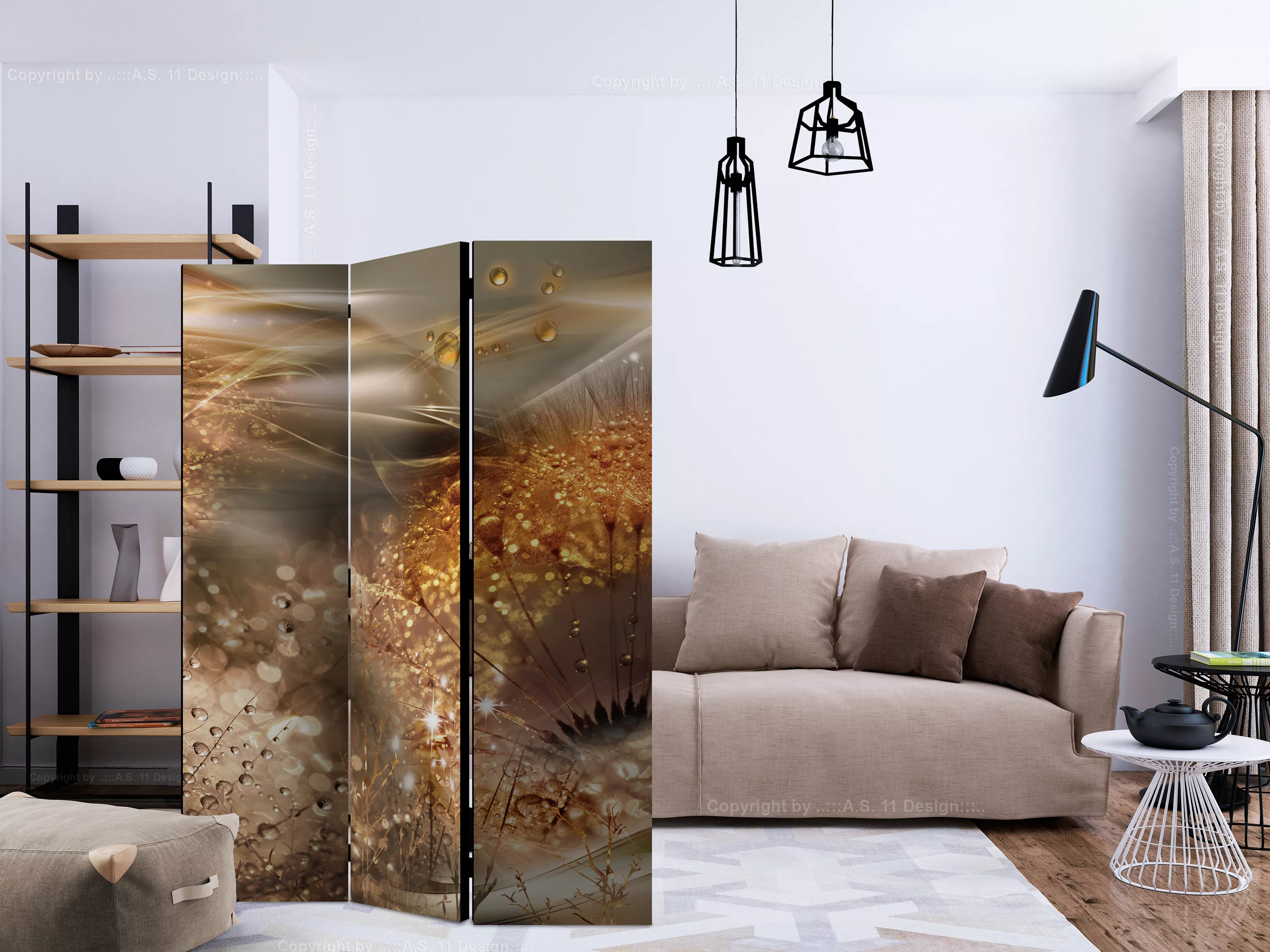 3-teiliges Paravent - Dandelions World [room Dividers] günstig online kaufen