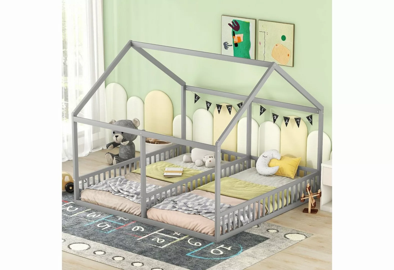 OKWISH Kinderbett 90 x 200 cm Funktionsbett Einzelbetten Holzbett (flache B günstig online kaufen