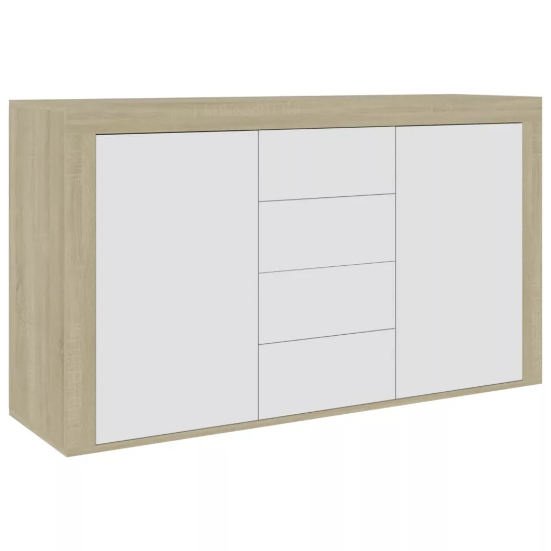 Sideboard Weiß Sonoma-eiche 120ã36ã69 Cm Spanplatte günstig online kaufen
