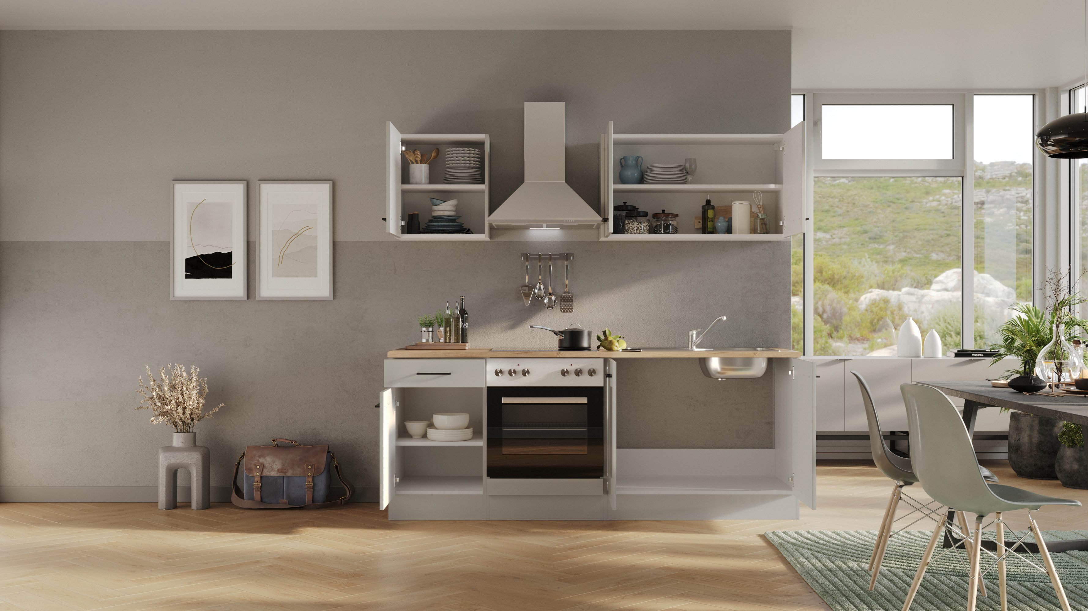 Flex-Well Küchenzeile Lund, Gesamtbreite 210 cm, günstig online kaufen