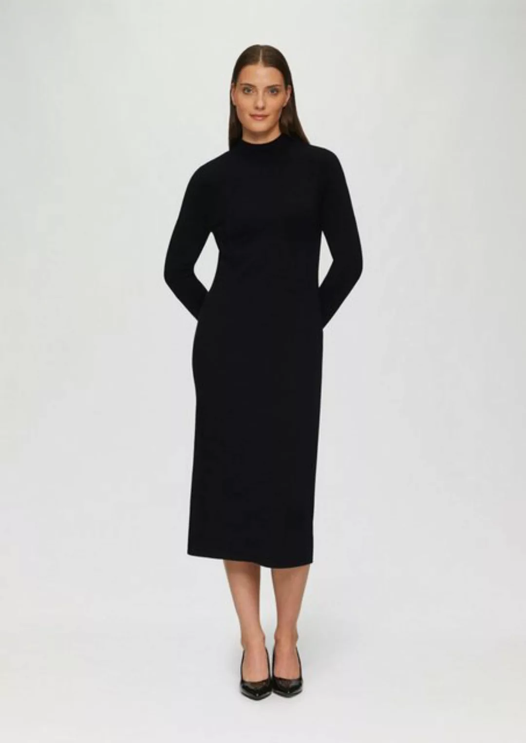 s.Oliver BLACK LABEL Maxikleid Strick-Kleid mit Stehkragen günstig online kaufen