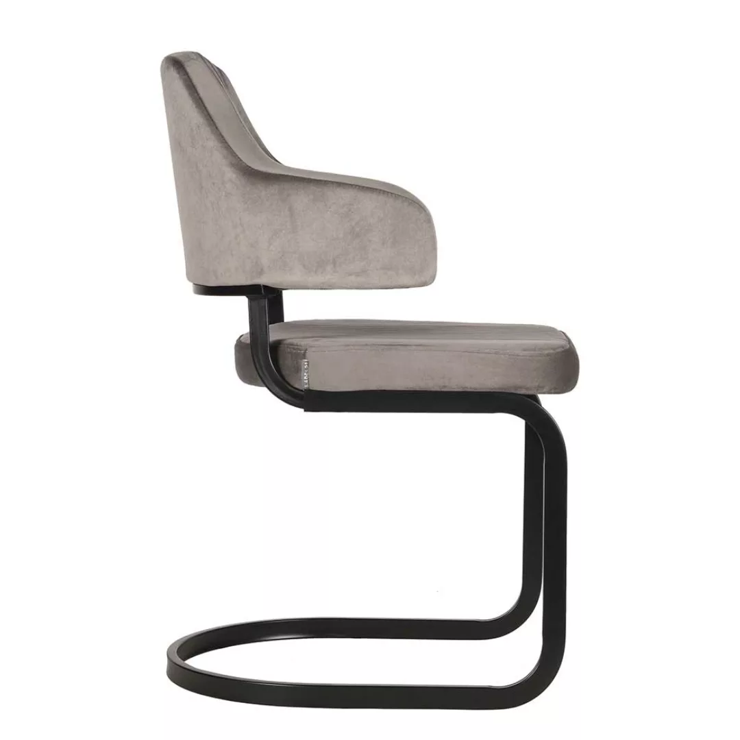 Freischwinger Sessel in Grau Samt 50 cm Sitzhöhe (2er Set) günstig online kaufen