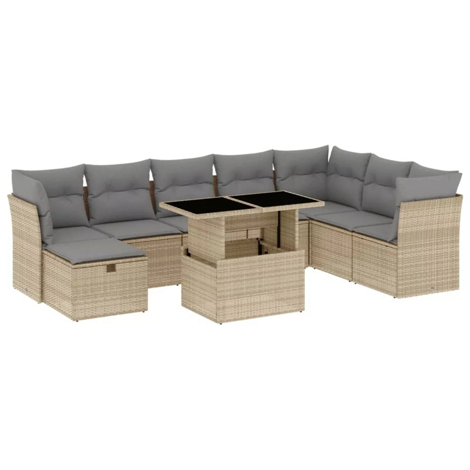 vidaXL 9-tlg Garten-Sofagarnitur mit Kissen Beige Poly Rattan Modell 261 günstig online kaufen