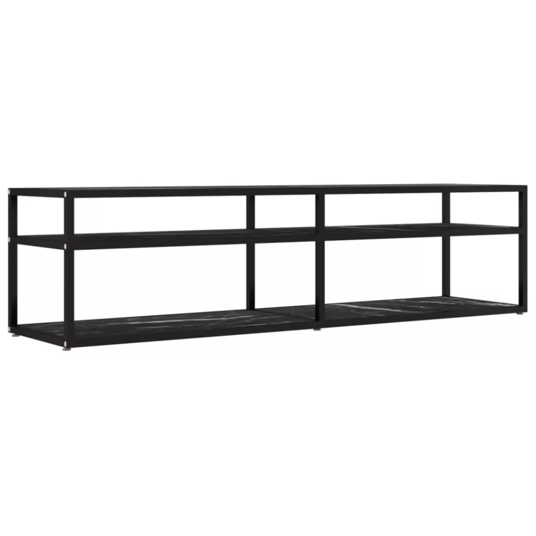 Tv-schrank Schwarz Marmor-optik 160x40x40,5 Cm Hartglas günstig online kaufen