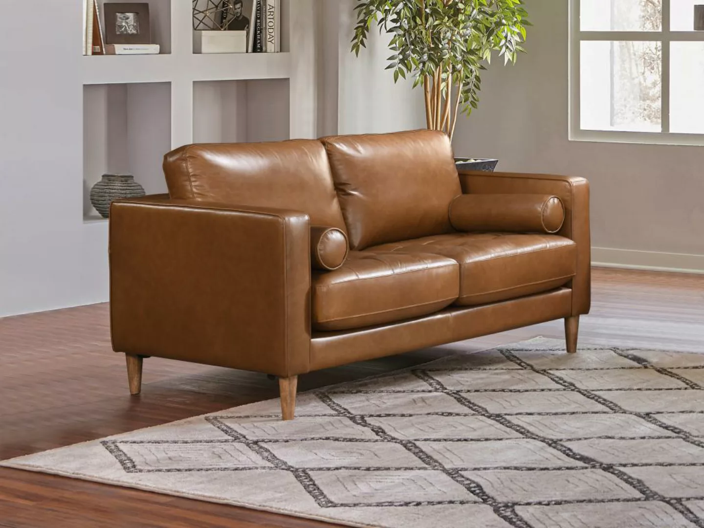 Sofa 2-Sitzer - 100 % Premium-Büffelleder - Braun - Vintage - BAROTA günstig online kaufen