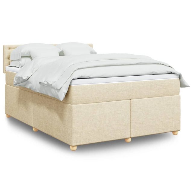 vidaXL Boxspringbett, Boxspringbett mit Matratze Creme 140x200 cm Stoff günstig online kaufen